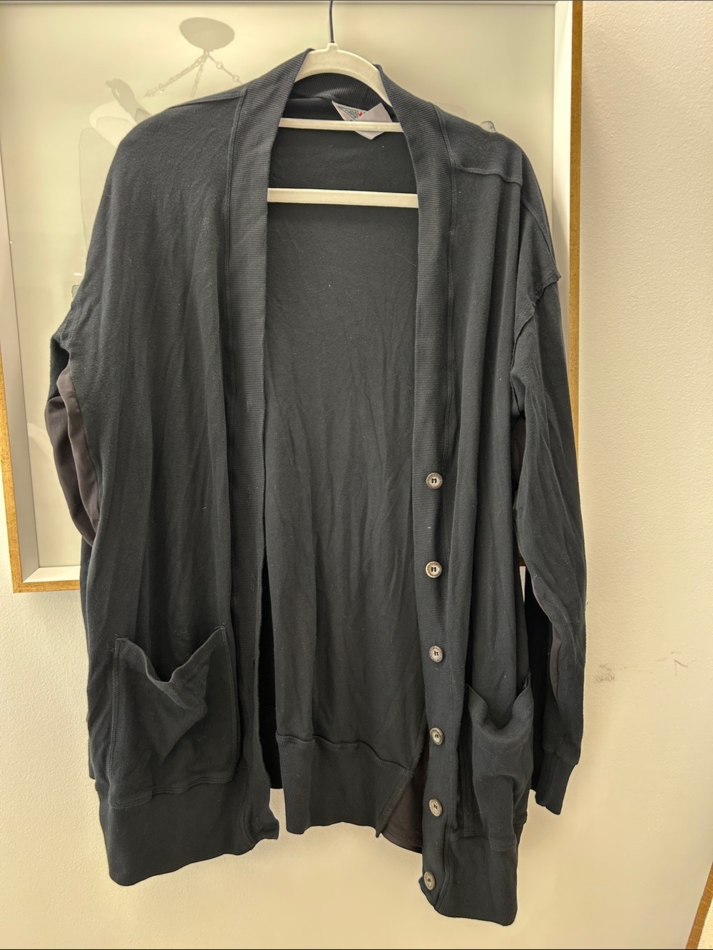 Forever 21 Men's Black Button-Up Cardigan with Pockets